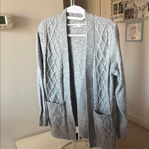 croft & barrow Light Gray Cable Knit Open-Front Cardigan